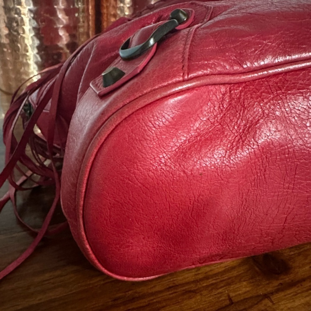 Balenciaga red city bowling bag. Leather. With dust bag and mirror. Large - Picture 5 of 13